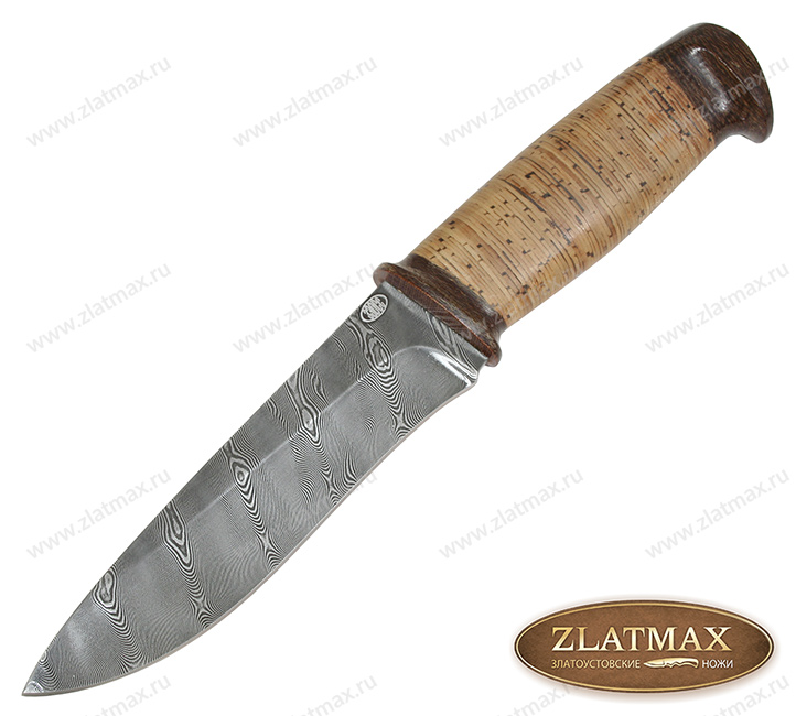 Нож Н1 (Дамаск У10А-7ХНМ, Наборная береста, Текстолит) в Чебоксарах фото-01