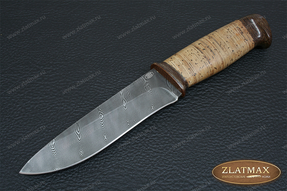 Нож Н1 (Дамаск У10А-7ХНМ, Наборная береста, Текстолит)