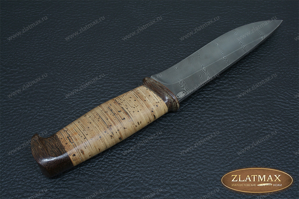 Нож Н1 (Дамаск У10А-7ХНМ, Наборная береста, Текстолит)