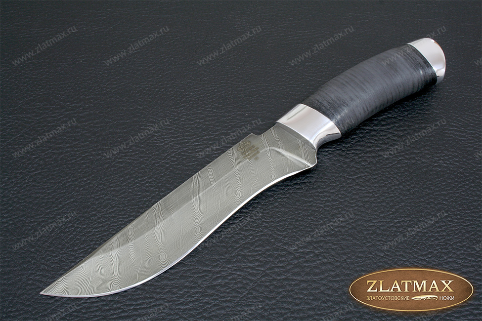 Нож Н2 Турция (Дамаск У10А-7ХНМ, Наборная кожа, Алюминий)