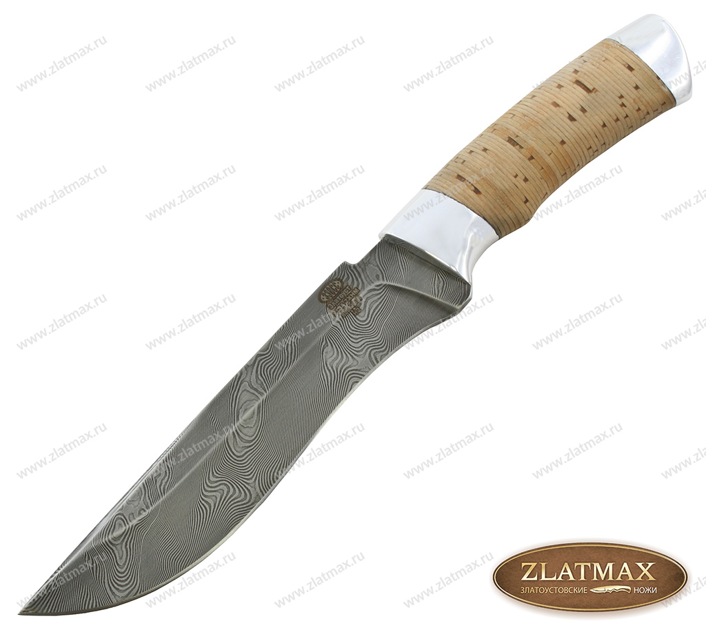 Нож Н2 Турция (Дамаск У10А-7ХНМ, Наборная береста, Алюминий)