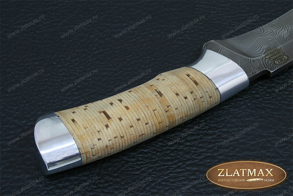 Нож Н2 Турция (Дамаск У10А-7ХНМ, Наборная береста, Алюминий)