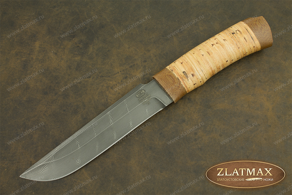 Нож Н3 Гумбольт (Дамаск У10А-7ХНМ, Наборная береста, Текстолит)