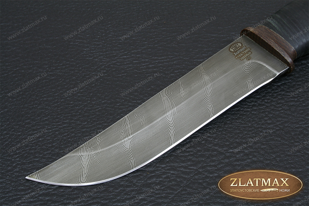 Нож Н5 (Дамаск У10А-7ХНМ, Наборная кожа, Текстолит)
