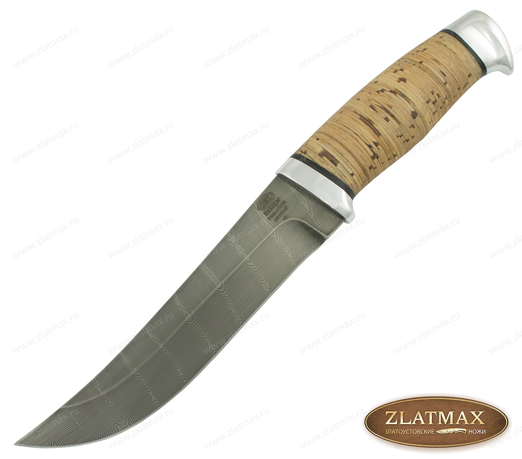 Нож Н5 (Дамаск У10А-7ХНМ, Наборная береста, Алюминий) в Саратове фото-01