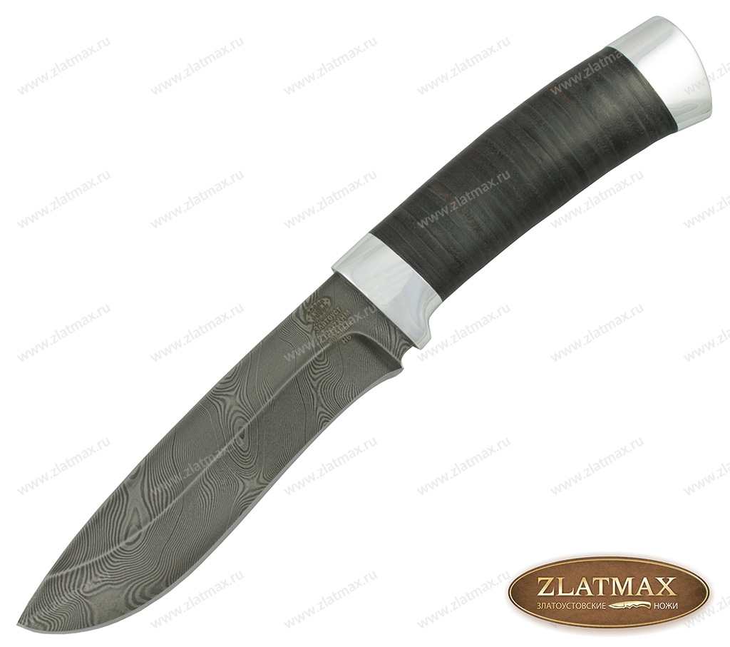 Нож Н6 (Дамаск У10А-7ХНМ, Наборная кожа, Алюминий) фото-01