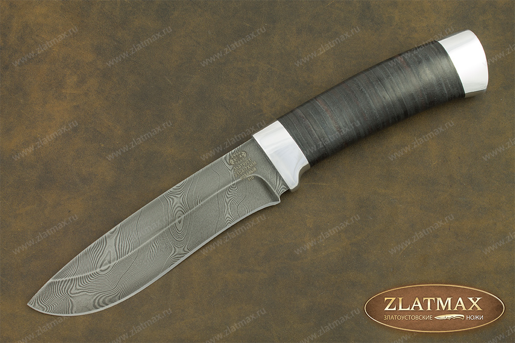 Нож Н6 (Дамаск У10А-7ХНМ, Наборная кожа, Алюминий)