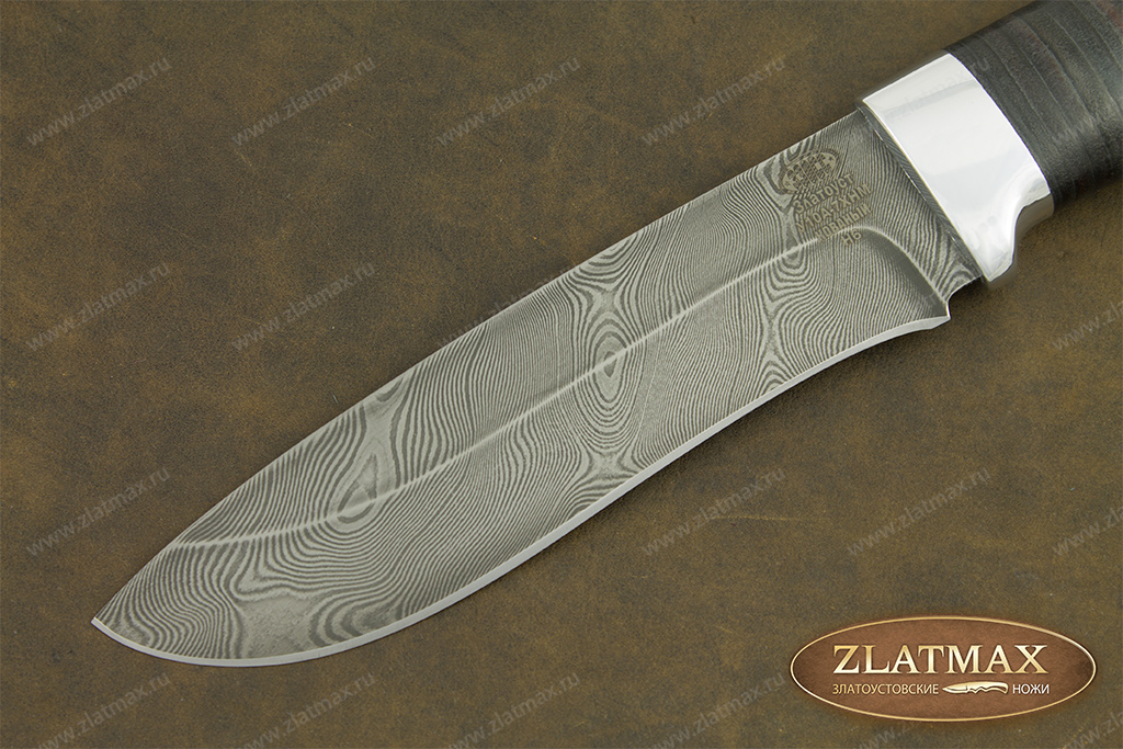 Нож Н6 (Дамаск У10А-7ХНМ, Наборная кожа, Алюминий)