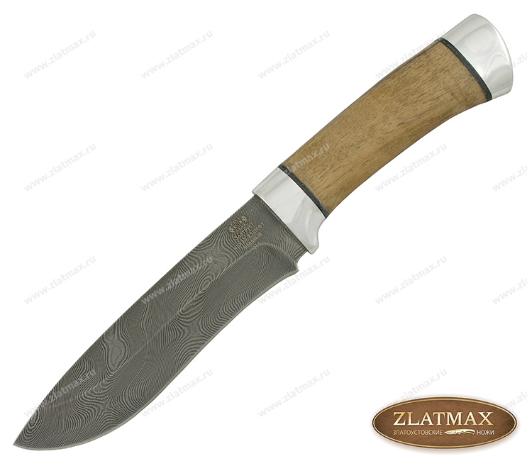 Нож Н6 Александр II (40Х13-Х12МФ1 (Нержавеющий дамаск), Орех, Алюминий)