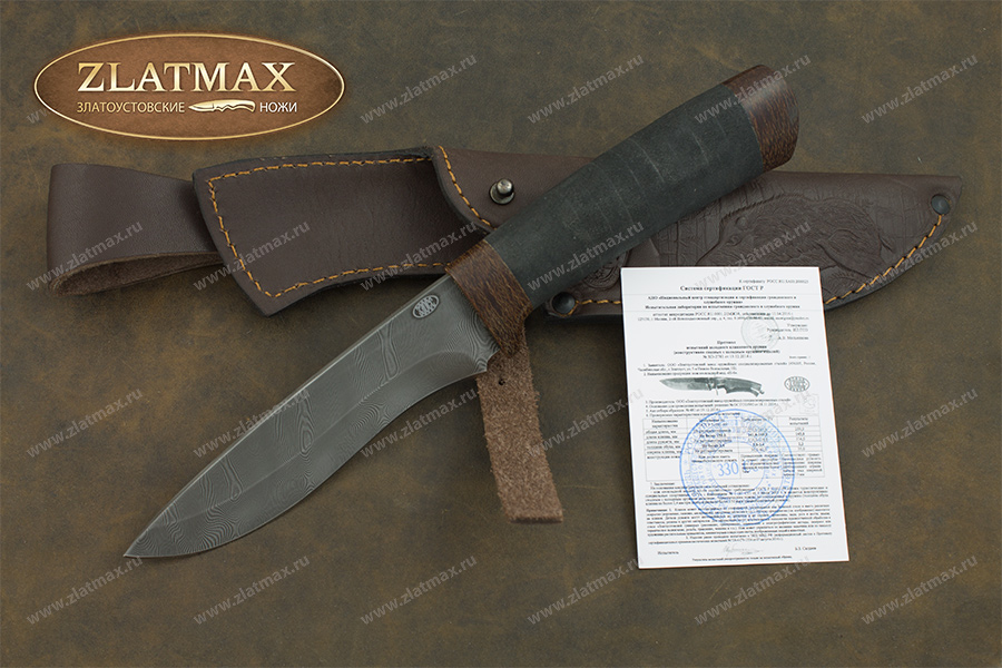 Нож Н6 (Дамаск У10А-7ХНМ, Микропористая резина, Текстолит)