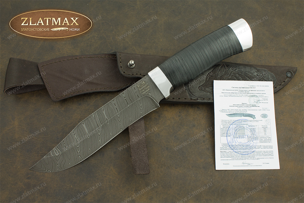 Нож Н7 (Дамаск У10А-7ХНМ, Наборная кожа, Алюминий)