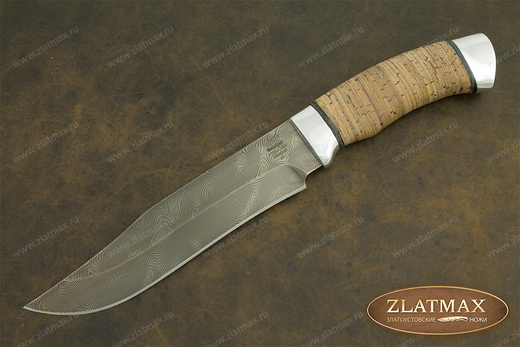 Нож Н7 (Дамаск У10А-7ХНМ, Наборная береста, Алюминий)