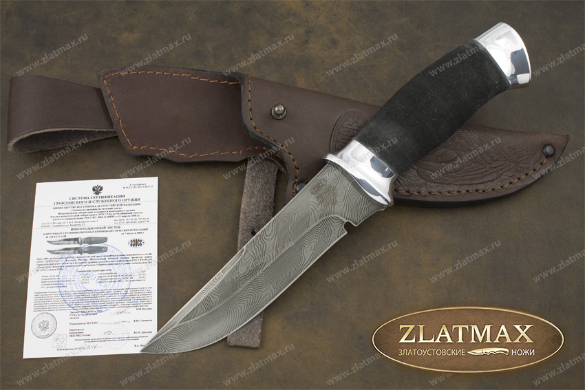 Нож Н8 Спецназ (Дамаск У10А-7ХНМ, Микропористая резина, Алюминий)