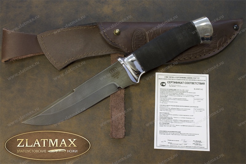 Нож Н8 Спецназ (Дамаск У10А-7ХНМ, Микропористая резина, Алюминий)