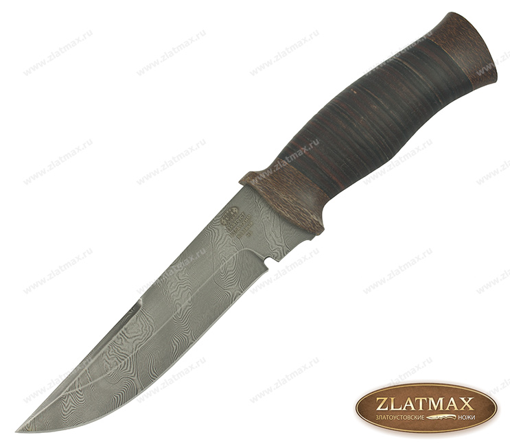 Нож Н8 Спецназ (Дамаск У10А-7ХНМ, Наборная кожа, Текстолит) в Саратове фото-01