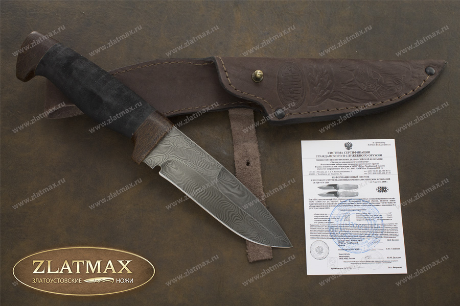 Нож Н9 Чикаго (Дамаск У10А-7ХНМ, Микропористая резина, Текстолит)