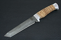Нож Н10 Филадельфия (Дамаск У10А-7ХНМ, Наборная береста, Алюминий)