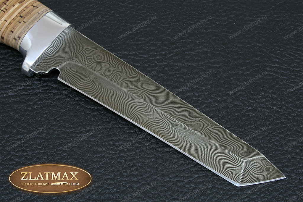 Нож Н10 Филадельфия (Дамаск У10А-7ХНМ, Наборная береста, Алюминий)