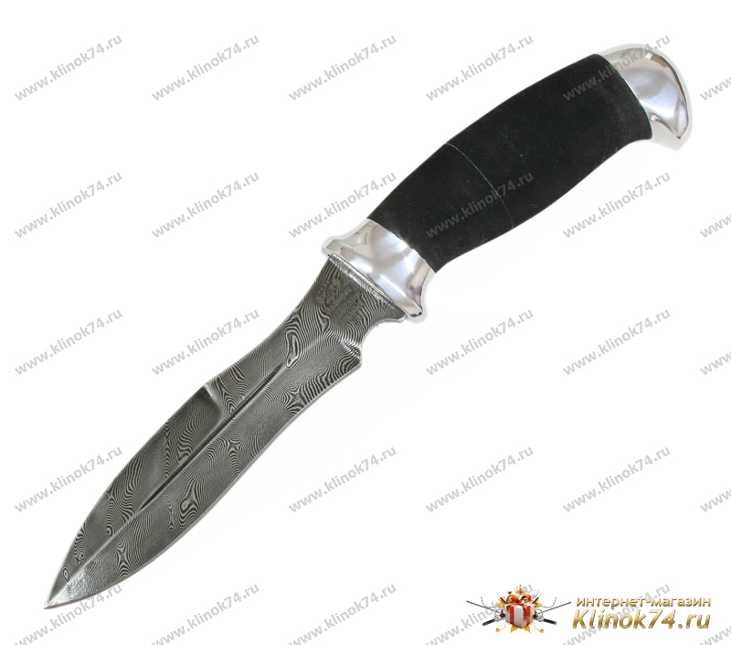 Нож Н21 (Дамаск У10А-7ХНМ, Микропористая резина, Алюминий) фото-01