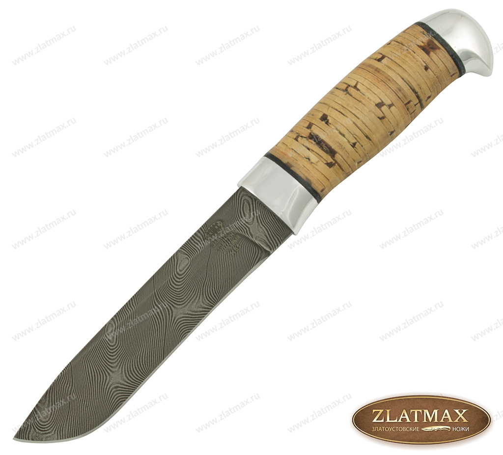 Нож Н61 (Дамаск У10А-7ХНМ, Наборная береста, Алюминий)