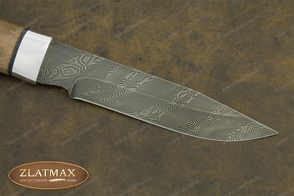 Нож Н33 (Дамаск У10А-7ХНМ, Орех, Алюминий)