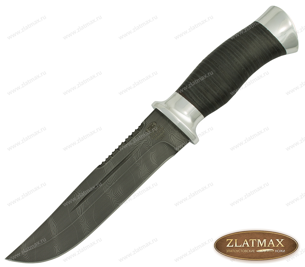 Нож Н56 (Дамаск У10А-7ХНМ, Наборная кожа, Алюминий) фото-01