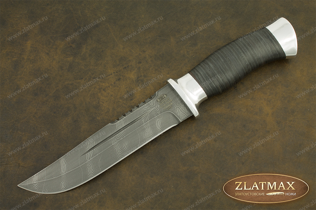 Нож Н56 (Дамаск У10А-7ХНМ, Наборная кожа, Алюминий)