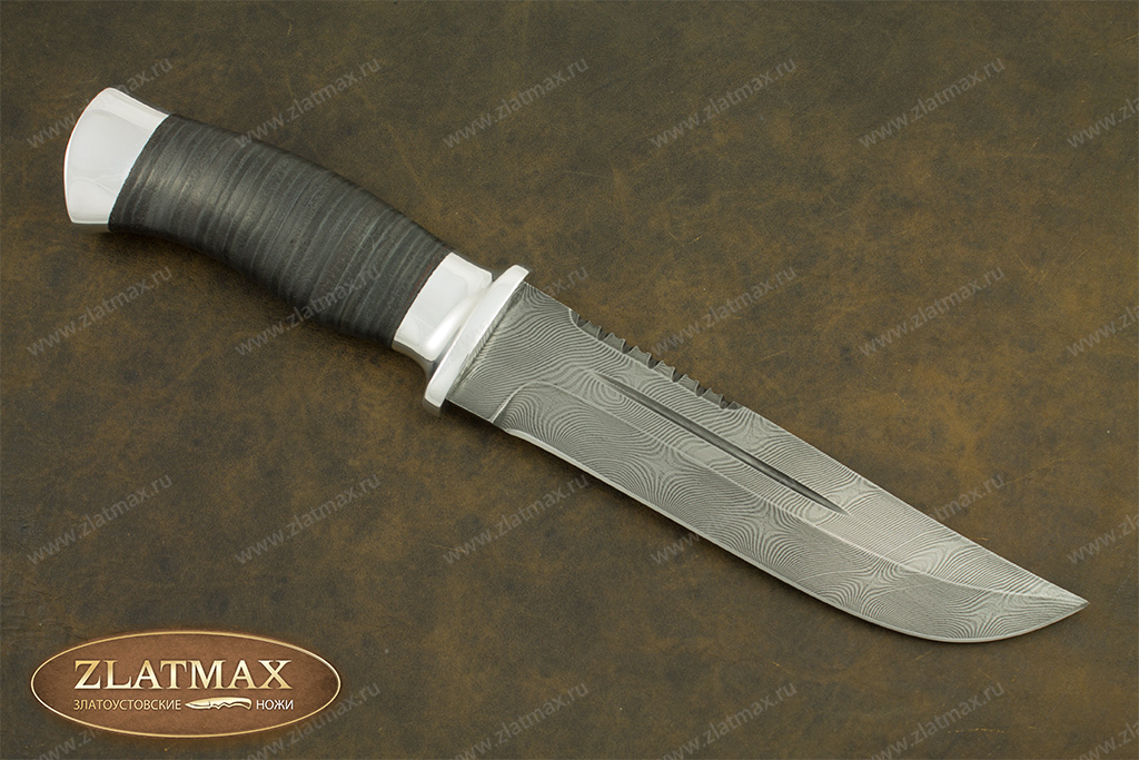 Нож Н56 (Дамаск У10А-7ХНМ, Наборная кожа, Алюминий)