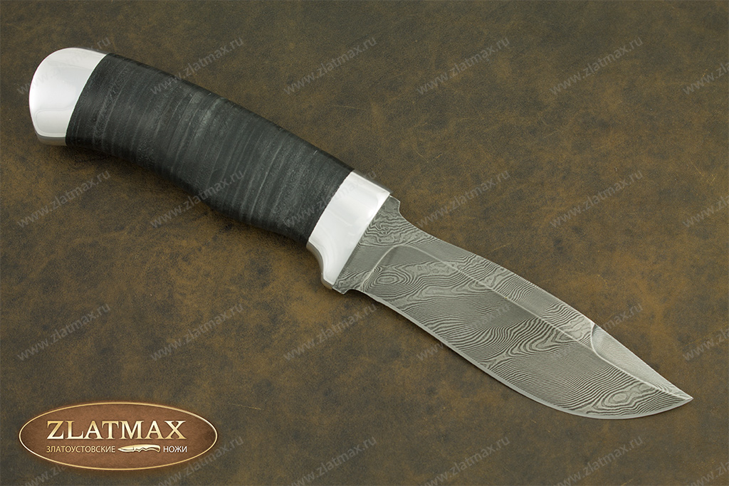 Нож Н59 (Дамаск У10А-7ХНМ, Наборная кожа, Алюминий)