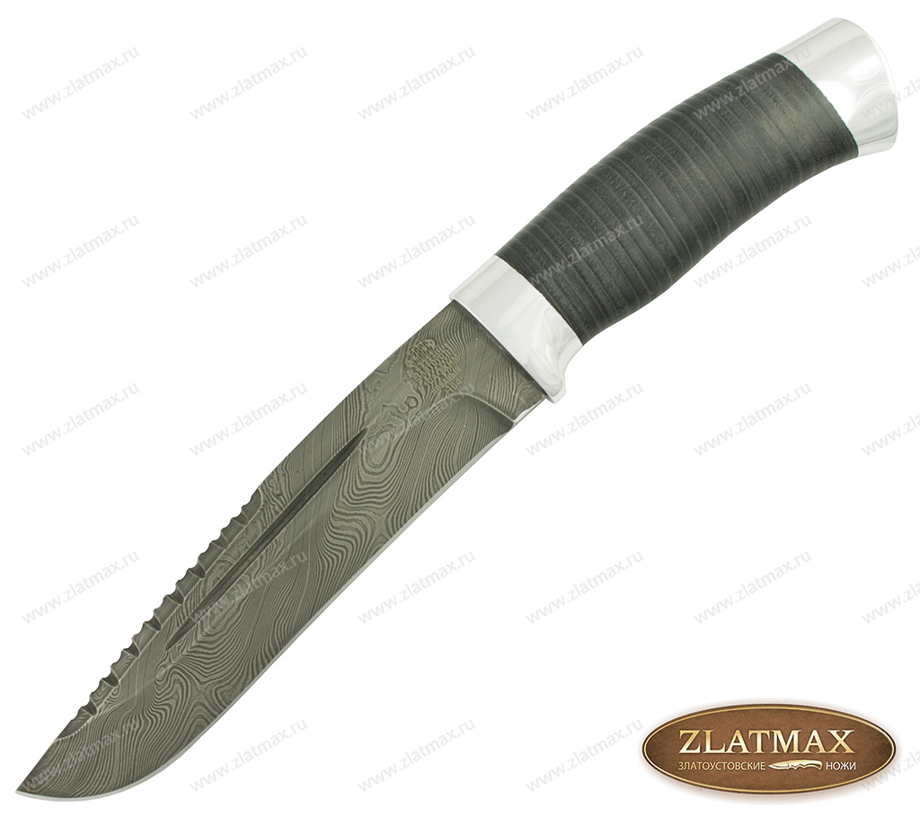 Нож Н64 (Дамаск У10А-7ХНМ, Наборная кожа, Алюминий) фото-01
