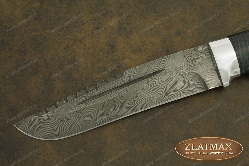 Нож Н64 (Дамаск У10А-7ХНМ, Наборная кожа, Алюминий)