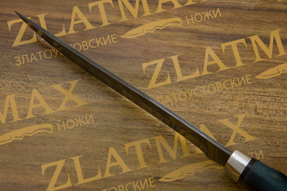 Нож Н16 (Дамаск У10А-7ХНМ, Стабилизированная карельская береза, Алюминий)