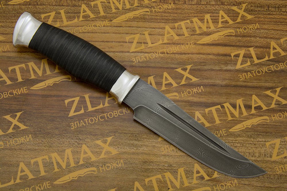 Нож Н81 (Дамаск У10А-7ХНМ, Наборная кожа, Алюминий)