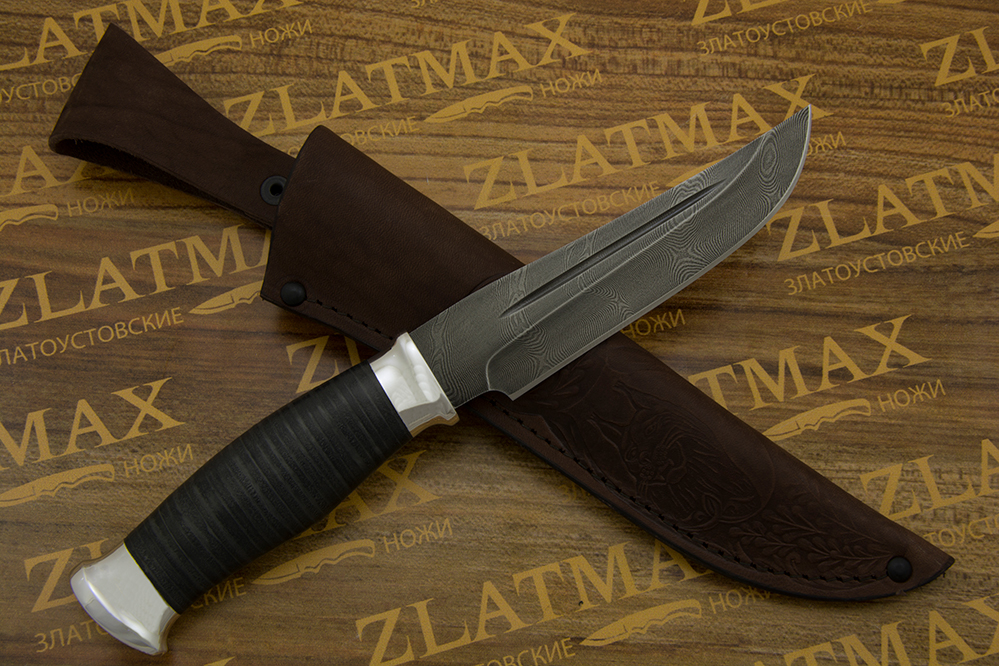 Нож Н81 (Дамаск У10А-7ХНМ, Наборная кожа, Алюминий)