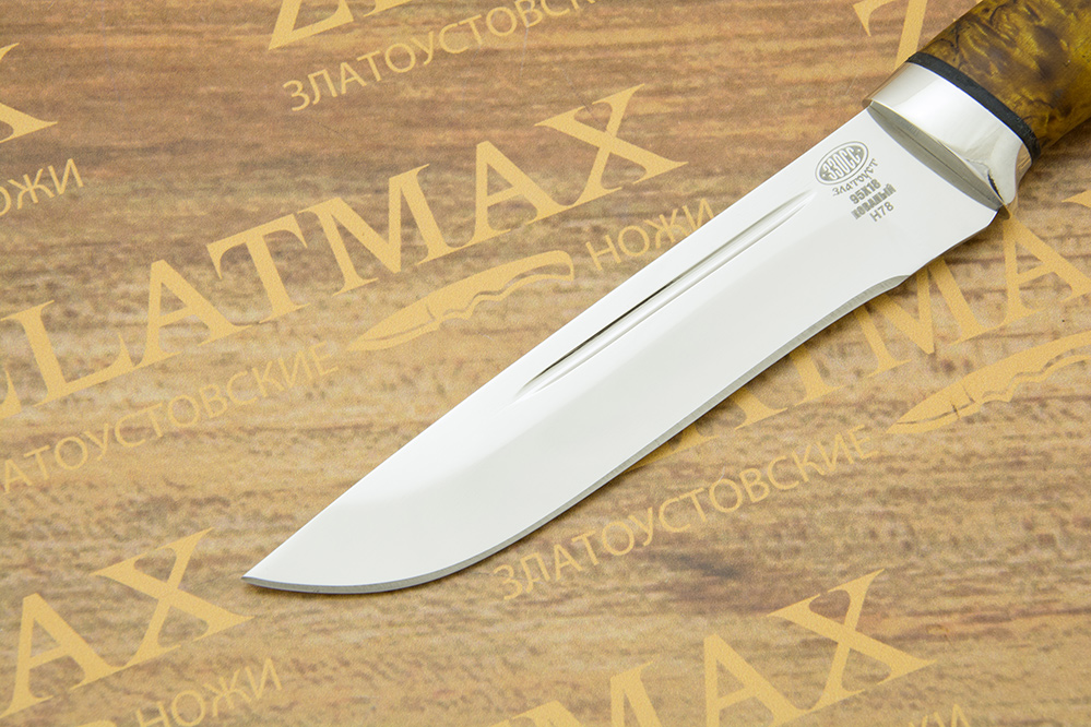 Нож Н78 (95Х18, Стабилизированная карельская береза, Алюминий)