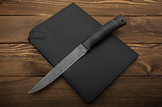 Ножи из дамасской стали У10А-7ХНМ (Черный дамаск): Нож НР12 Батыр (Дамаск У10А-7ХНМ, Наборная кожа, Текстолит)