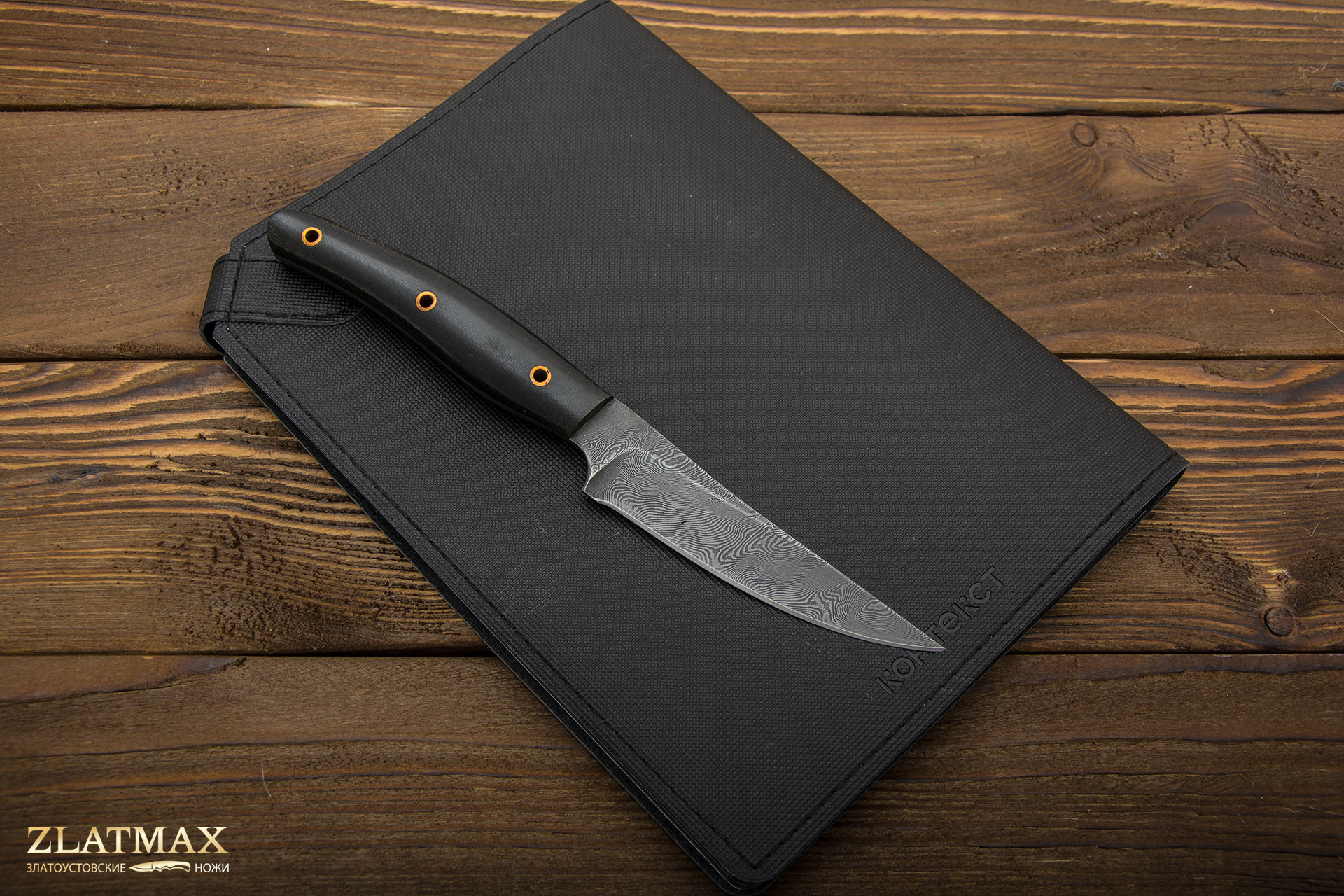 Нож НР18 Грибной (Дамаск У10А-7ХНМ, Накладки текстолит)