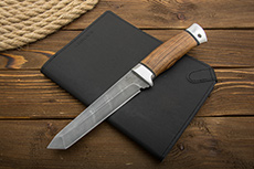 Ножи из дамасской стали У10А-7ХНМ (Черный дамаск): Нож Н10 Филадельфия (Дамаск У10А-7ХНМ, Орех, Алюминий)