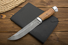 Ножи из дамасской стали У10А-7ХНМ (Черный дамаск): Нож Н5 (Дамаск У10А-7ХНМ, Орех, Алюминий)