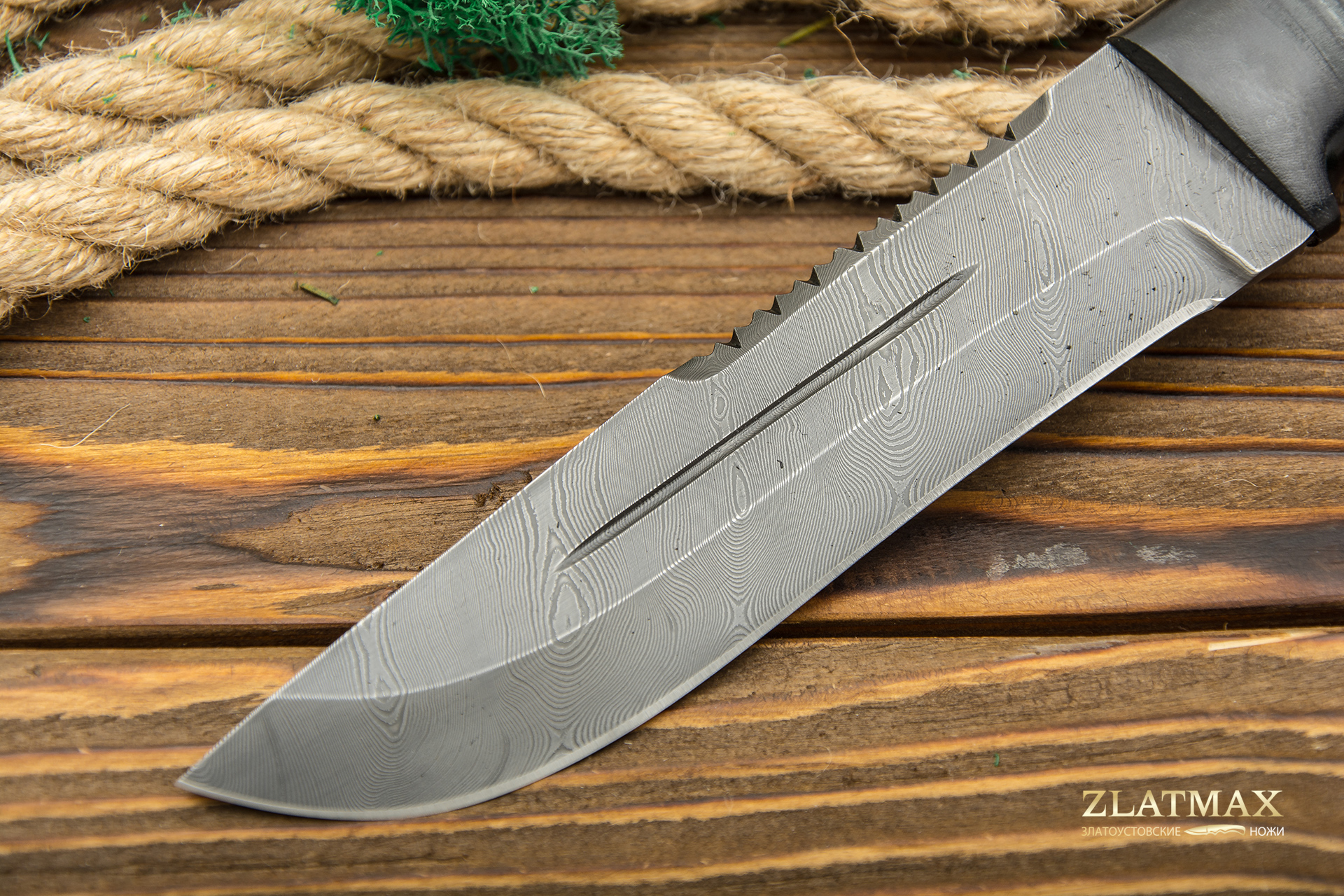 Нож Н55 (Дамаск У10А-7ХНМ, Наборная кожа, Текстолит)