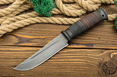 Нож Н90 (Дамаск У10А-7ХНМ, Наборная кожа, Текстолит)